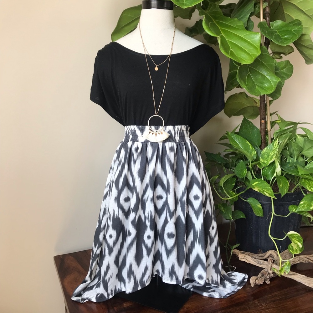Boho High Low Pattern Skirt